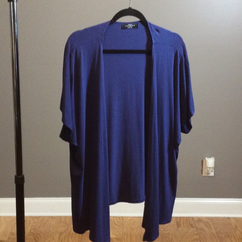 M By Johnny royal blue short sleeve open face wrap